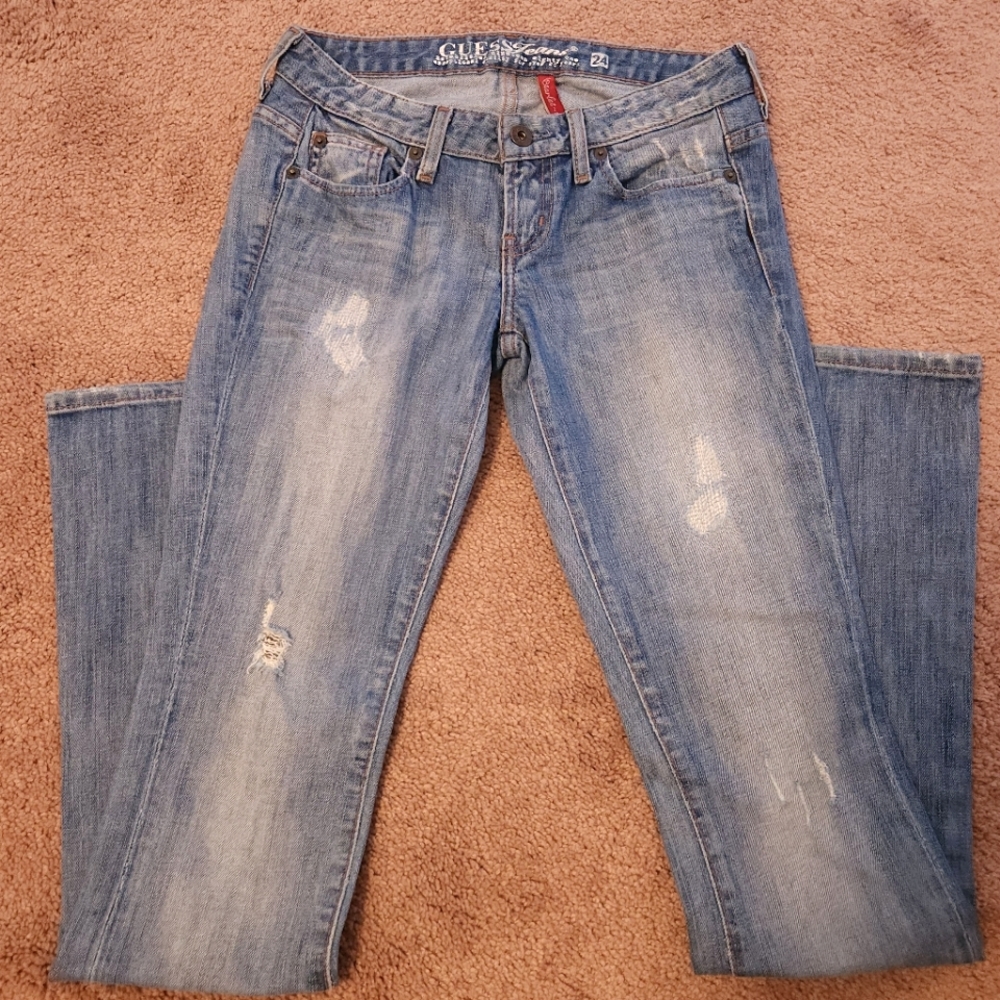 Guess Women's Startlet Slim Bootcut Distressed Jeans, Size: 24